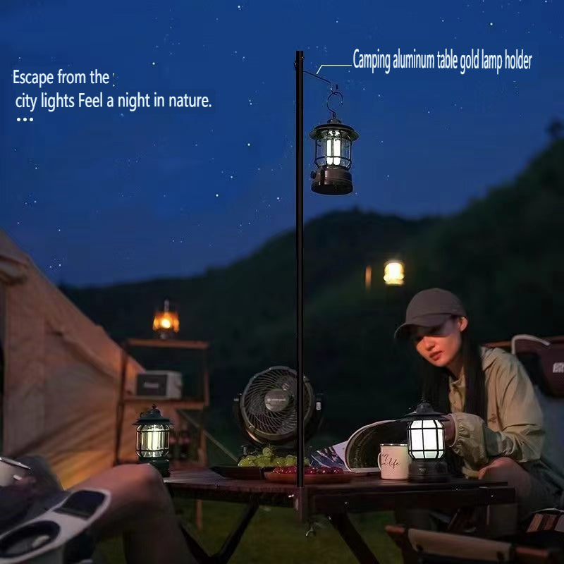 "Adjustable Outdoor Campsite Lamp Stand for Ambient Lighting"