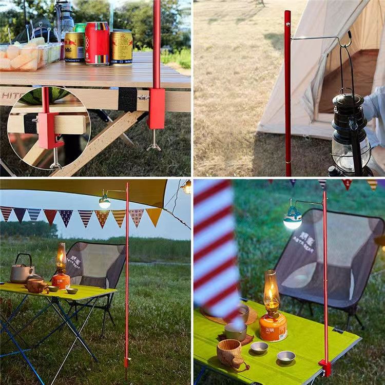 "Adjustable Outdoor Campsite Lamp Stand for Ambient Lighting"