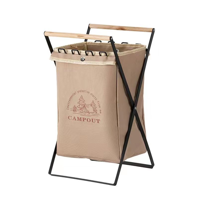 "Compact Folding Trash Bin for Eco-Friendly Campsites"