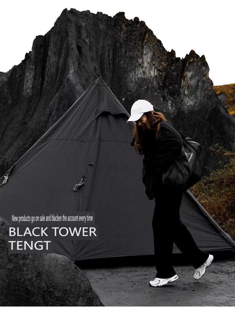 Black Tower Outdoor Folding Tent - Lightweight, Durable, and Spacious Design